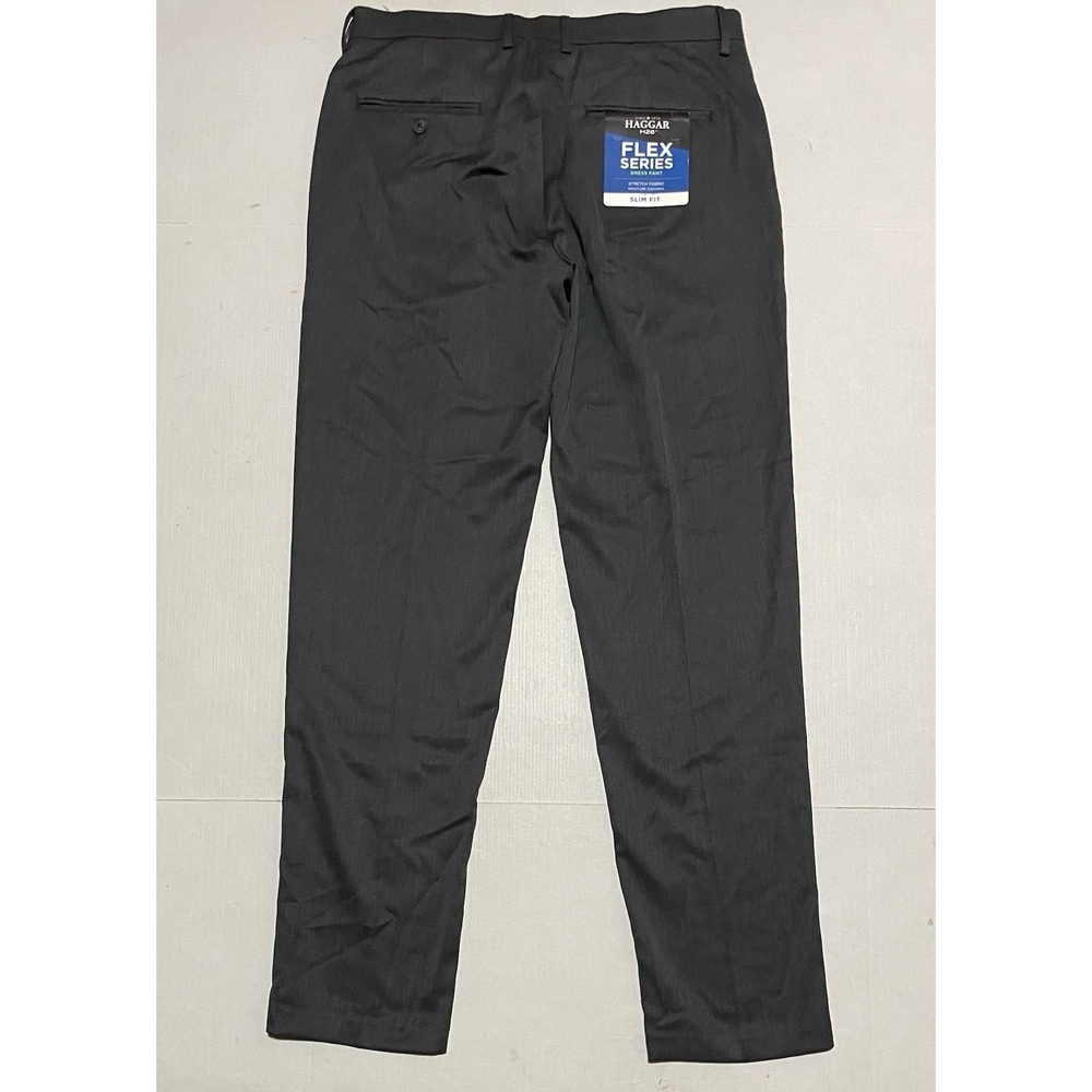 NWT Haggar H26 Flex Series Slim Fit Dress Pants‎ Gray Stretch Mens Size 36 X 32